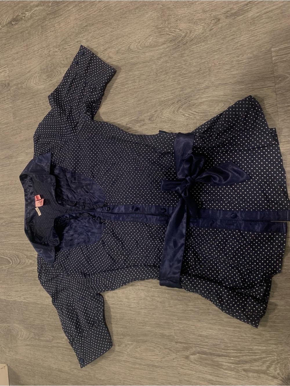 Girls' Navy Polka Dot button down